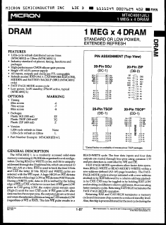 MT4C4001JZ-8L Datasheet PDF Micron Technology