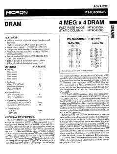 MT4C40004 Datasheet PDF Micron Technology