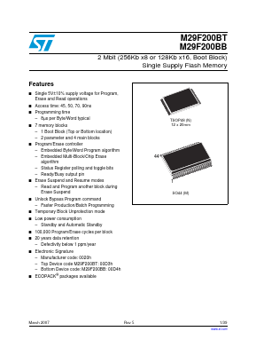 M29F200BB70M1 Datasheet PDF Micron Technology