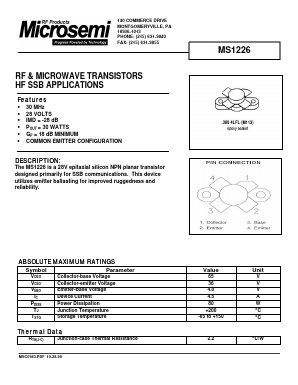 MS1226 Datasheet PDF Microsemi Corporation