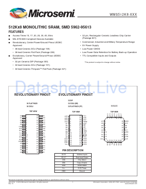 WMS512K8-15CM Datasheet PDF Microsemi Corporation