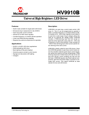 HV9910BNG-G-M934 Datasheet PDF Microsemi Corporation