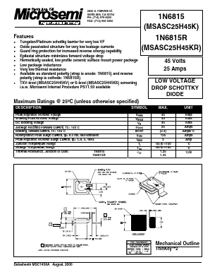 1N6815 Datasheet PDF Microsemi Corporation