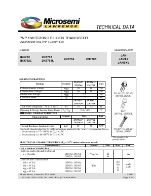 2N3762JANTXV Datasheet PDF Microsemi Corporation