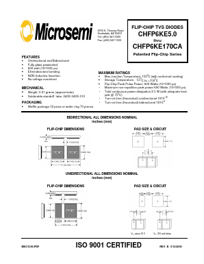 CHFP6KE54A Datasheet PDF Microsemi Corporation