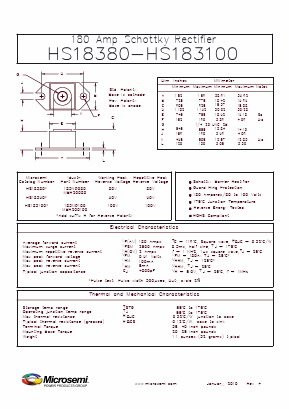 MBR200100 Datasheet PDF Microsemi Corporation