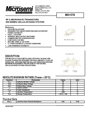 MS1578 Datasheet PDF Microsemi Corporation