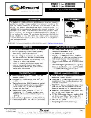 SMBG5953E3/TR13 Datasheet PDF Microsemi Corporation