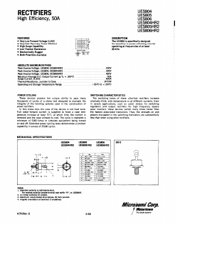 UES806HR2 Datasheet PDF Microsemi Corporation