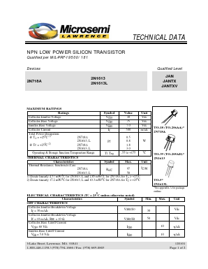JANTX2N1613L Datasheet PDF Microsemi Corporation