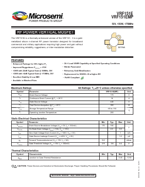 VRF151E Datasheet PDF Microsemi Corporation