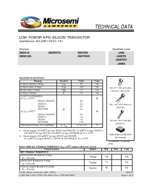 JANTX2N3019S Datasheet PDF Microsemi Corporation