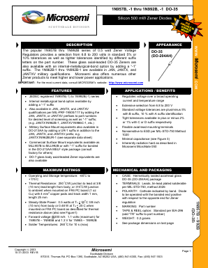 JANTX1N963A-1 Datasheet PDF Microsemi Corporation