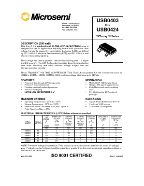 USB0405 Datasheet PDF Microsemi Corporation