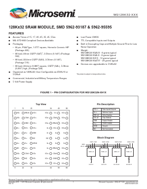 WS128K32N-20H1I Datasheet PDF Microsemi Corporation