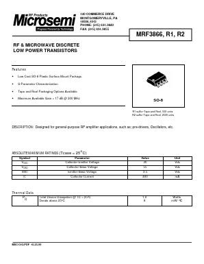 MRF3866R2 Datasheet PDF Microsemi Corporation