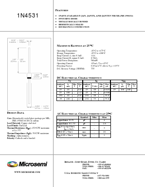 1N4531 Datasheet PDF Microsemi Corporation