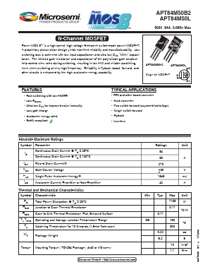 APT84M50B2 Datasheet PDF Microsemi Corporation