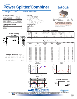 ZAPD-23-S+ Datasheet PDF Minicircuits