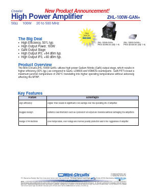 ZHL-100W-GAN Datasheet PDF Minicircuits
