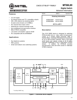 MT89L80AP Datasheet PDF Mitel Networks