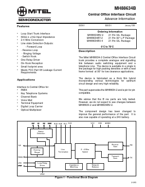 MT88634BV-4 Datasheet PDF Mitel Networks