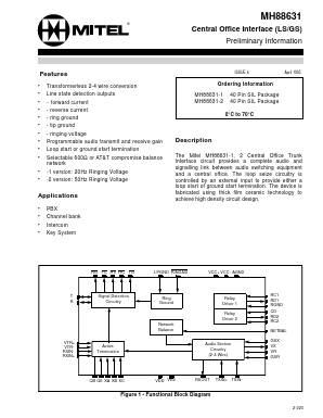 MH88631-2 Datasheet PDF Mitel Networks