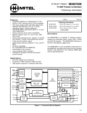 MH89760BN Datasheet PDF Mitel Networks
