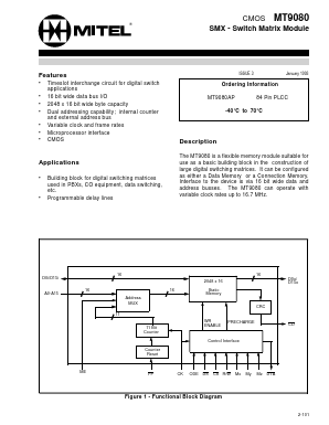 MT9080 Datasheet PDF Mitel Networks