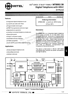 MT8992 Datasheet PDF Mitel Networks