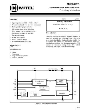 MH88612C Datasheet PDF Mitel Networks