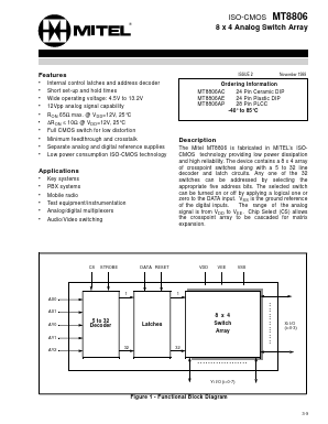 MT8806AE Datasheet PDF Mitel Networks