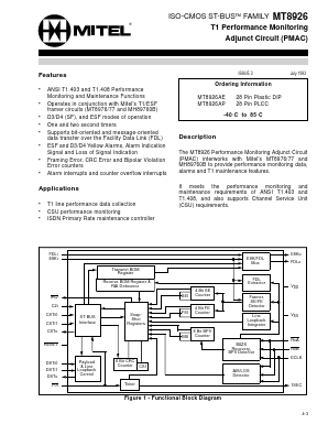 MT8926 Datasheet PDF Mitel Networks