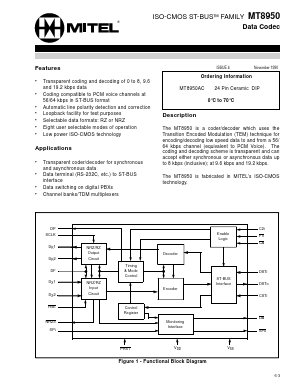 MT8950AC Datasheet PDF Mitel Networks