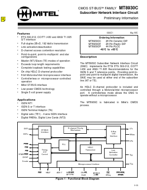 MT8930 Datasheet PDF Mitel Networks