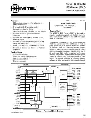MT90733AP Datasheet PDF Mitel Networks