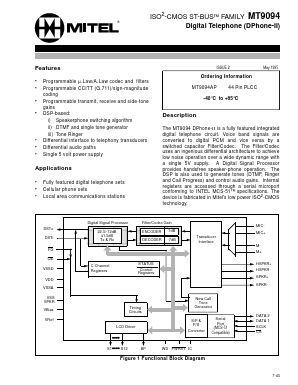 MT9094 Datasheet PDF Mitel Networks