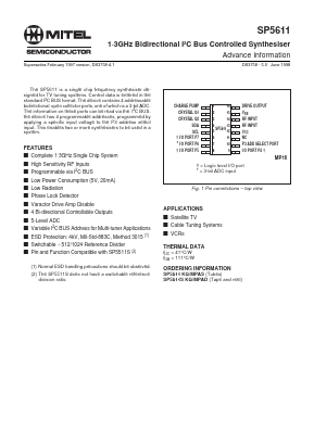 SP5611 Datasheet PDF Mitel Networks