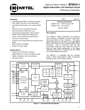 MT8910-1 Datasheet PDF Mitel Networks