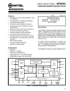 MT8930C-1 Datasheet PDF Mitel Networks
