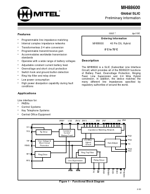MH88600 Datasheet PDF Mitel Networks