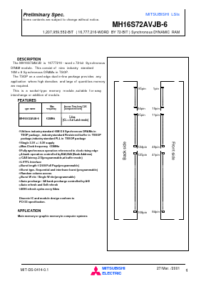 MH16S72AVJB-6 Datasheet PDF MITSUBISHI ELECTRIC 