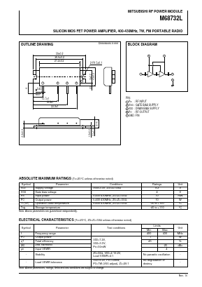 M68732L Datasheet PDF MITSUBISHI ELECTRIC 