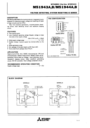 M51943A Datasheet PDF MITSUBISHI ELECTRIC 