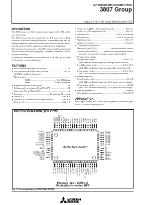 M38072ED-XXXFP Datasheet PDF MITSUBISHI ELECTRIC 