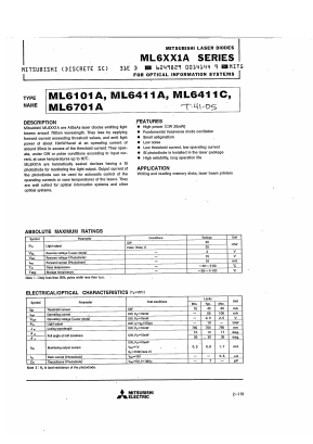 ML6701A Datasheet PDF MITSUBISHI ELECTRIC 