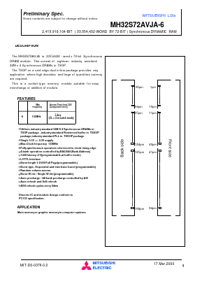 MH32S72AVJA-6 Datasheet PDF MITSUBISHI ELECTRIC 