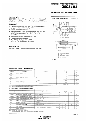 2SC3102 Datasheet PDF MITSUBISHI ELECTRIC 