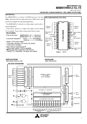 M5M5V4R01J-12 Datasheet PDF MITSUBISHI ELECTRIC 