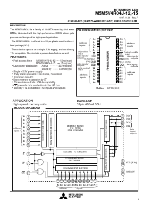 M5M5V4R04J-12 Datasheet PDF MITSUBISHI ELECTRIC 